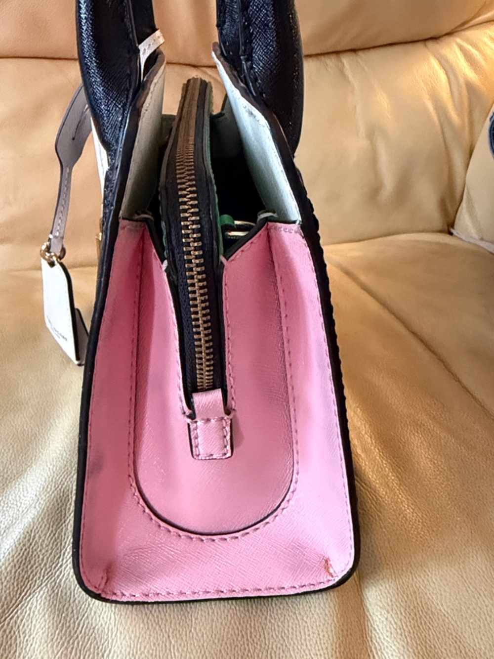 🔥🔥🔥Marc Jacobs Little Big Shot Color-block Black Leather Satchel Handbag - Picture 6 of 6